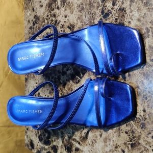 COPY - Marc Fisher metallic blue mules 9